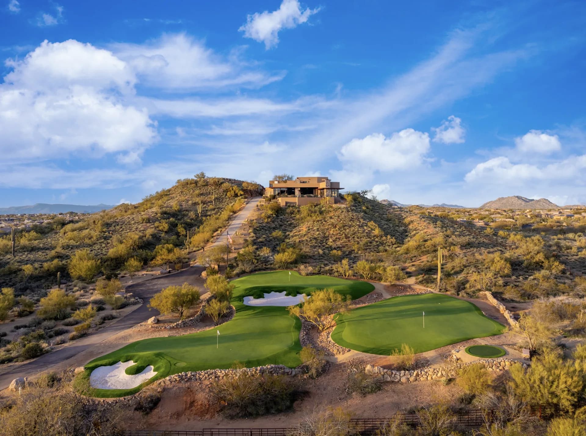 The gated approach to the Saguaro Point estate in North Scottsdale